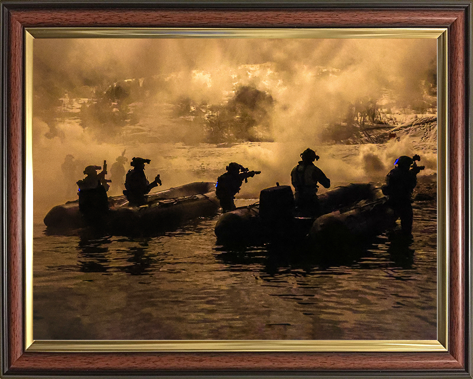Royal Marines beach assault at Night live firing Photo Print 30 Commando Wall Art Military Decor UK Posters, Prints, & Visual Artwork Hampshire Prints 10 x 8 Classic Frame No