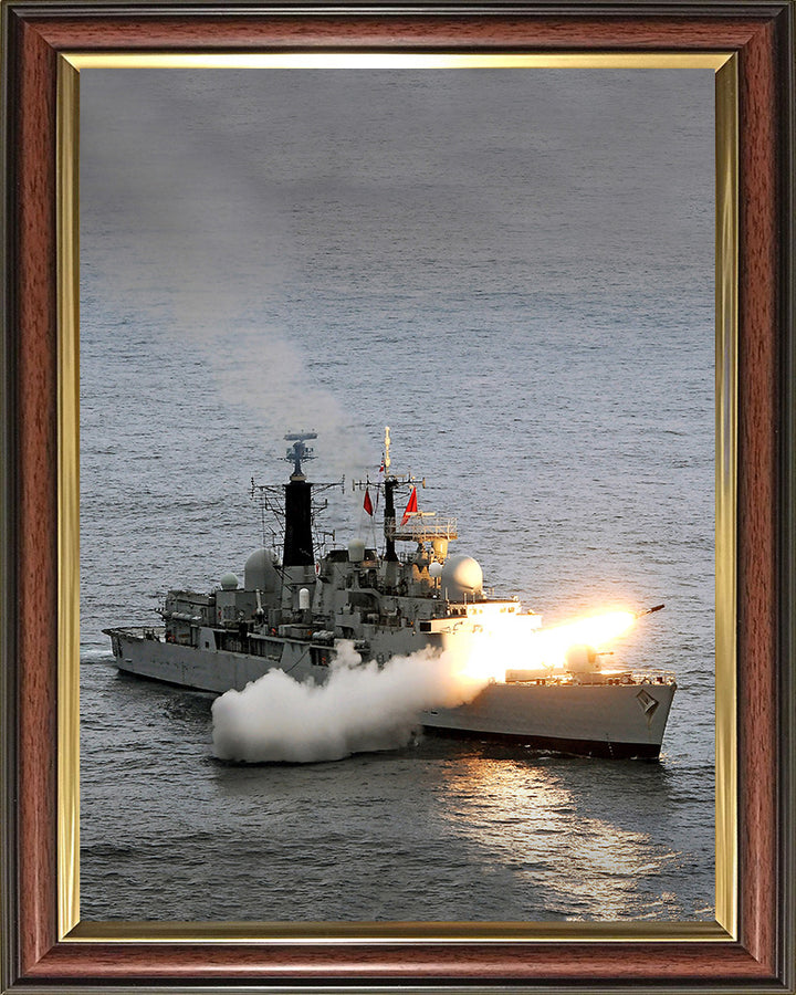 HMS Liverpool (D92) Photo Print - Firing Sea Dart Missile - Royal Navy Type 42 Destroyer Hampshire Prints 10 x 8 Classic Frame No