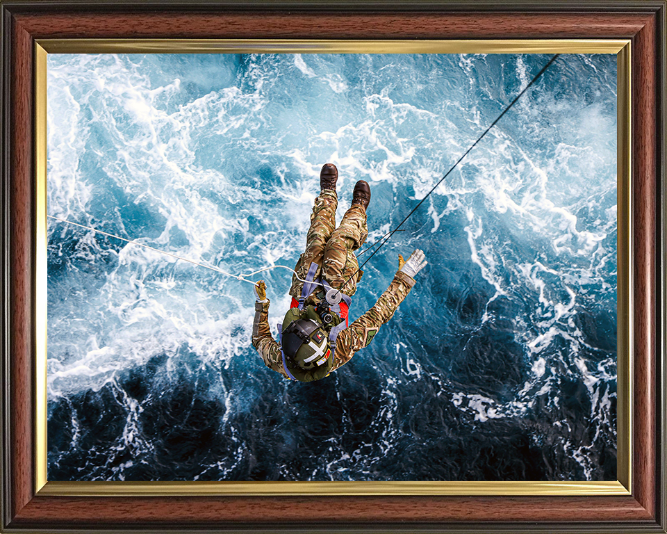 Merlin Helicopter Crewman being Winched Photo Print - Royal Navy Hampshire Prints 10 x 8 Classic Frame No