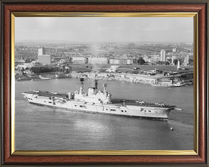 HMS Ark Royal (R09) Photo Print - Plymouth Hoe 1975 - Royal Navy Audacious Class Aircraft Carrier Posters, Prints, & Visual Artwork Hampshire Prints 10 x 8 Classic Frame No