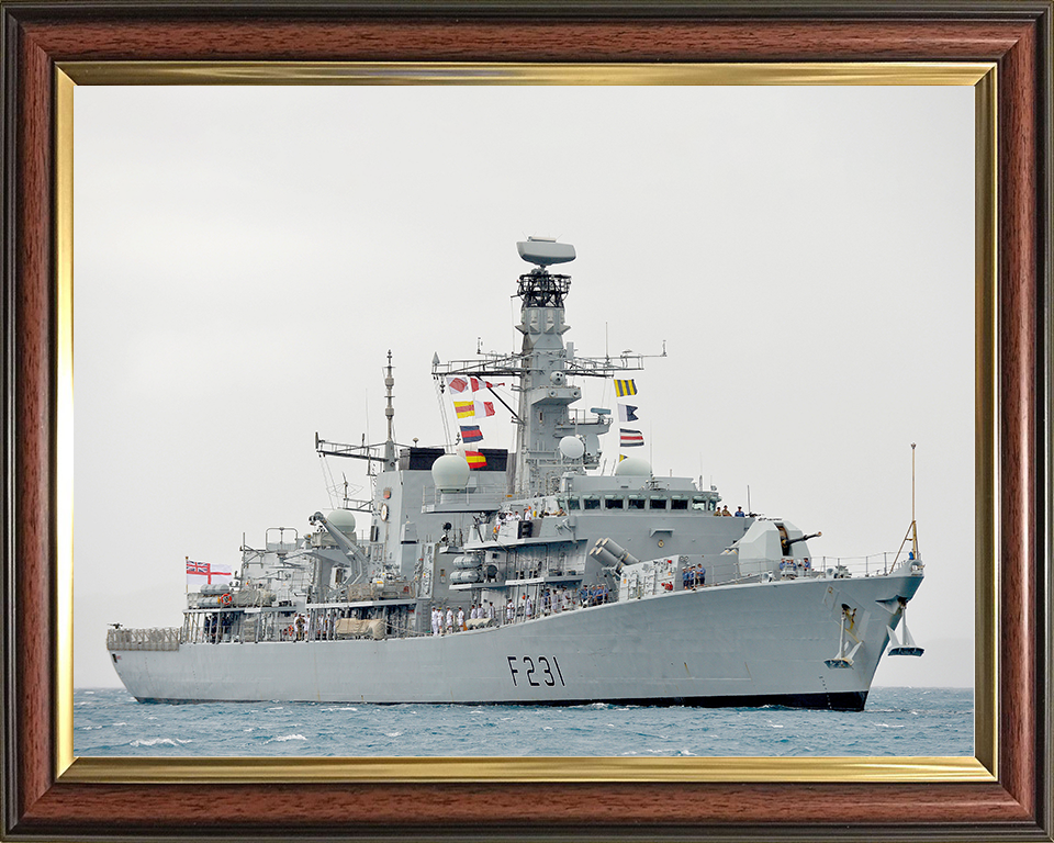 HMS Argyll (F231) Royal Navy Type 23 Frigate Tortola 2014 Wall Art Photo Print Naval Decor Posters, Prints, & Visual Artwork Hampshire Prints 10 x 8 Classic Frame No