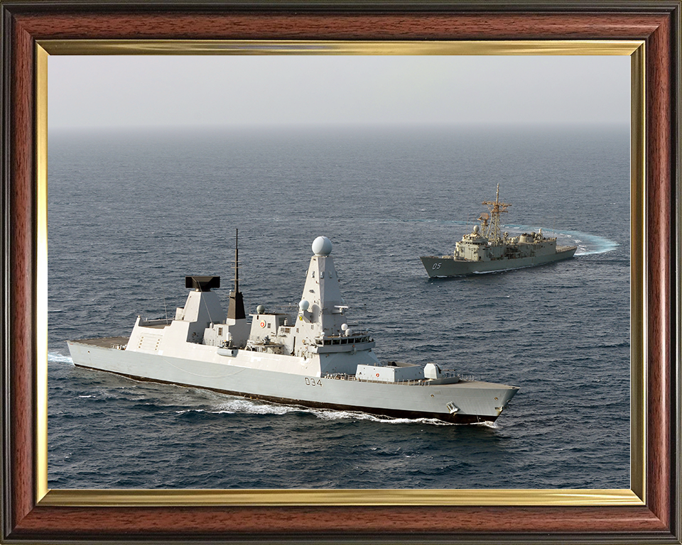 HMS Diamond (D34) Royal Navy Type 45 Destroyer HMAS Melbourne Photo Print Wall Art Decor Posters, Prints, & Visual Artwork Hampshire Prints 10 x 8 Classic Frame No