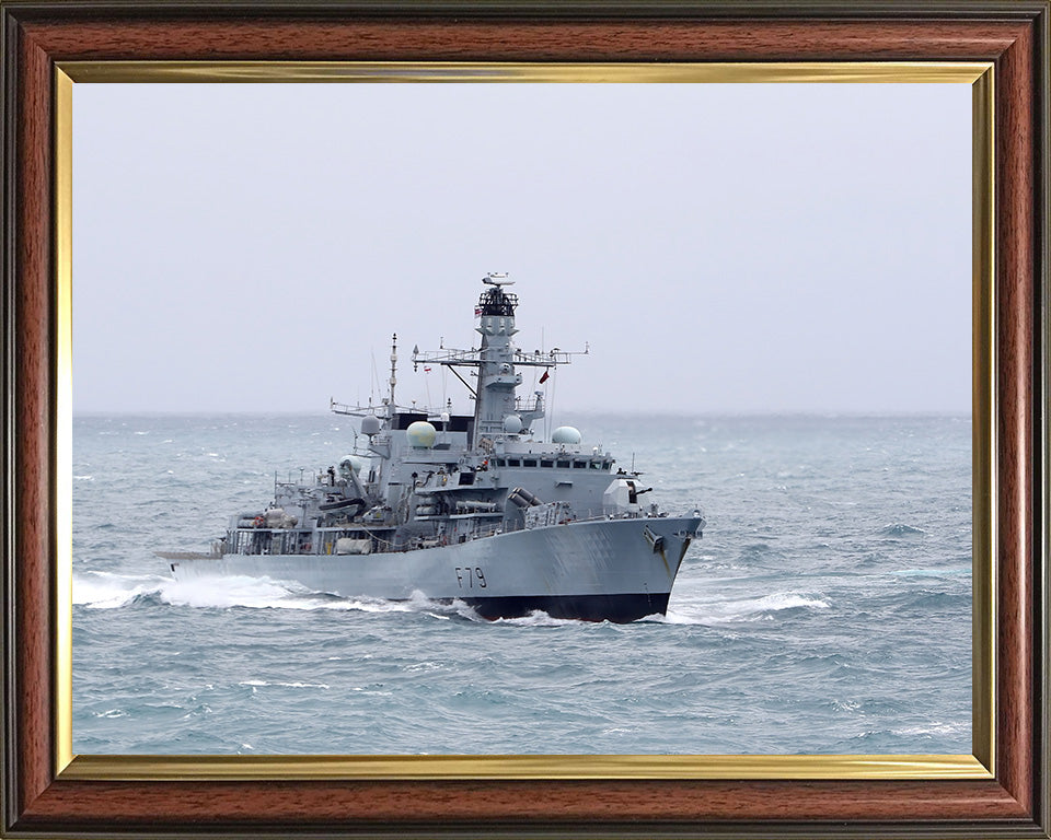 HMS Portland (F79) Photo Print - At Sea - Royal Navy Type 23 Frigate Hampshire Prints 10 x 8 Classic Frame No