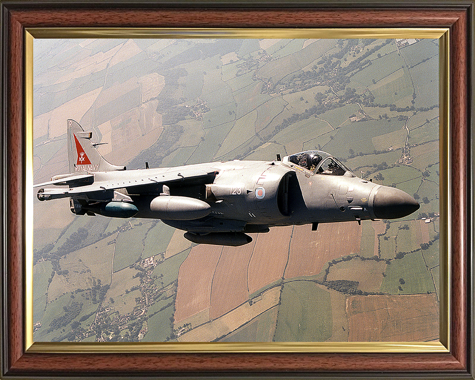 Harrier FA2 Jet Over the English Countryside Photo Print - Royal Navy Aircraft Posters, Prints, & Visual Artwork Hampshire Prints 10 x 8 Classic Frame No