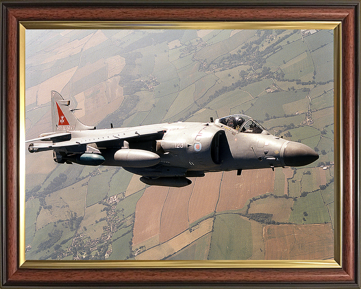 Harrier FA2 Jet Over the English Countryside Photo Print - Royal Navy Aircraft Posters, Prints, & Visual Artwork Hampshire Prints 10 x 8 Classic Frame No
