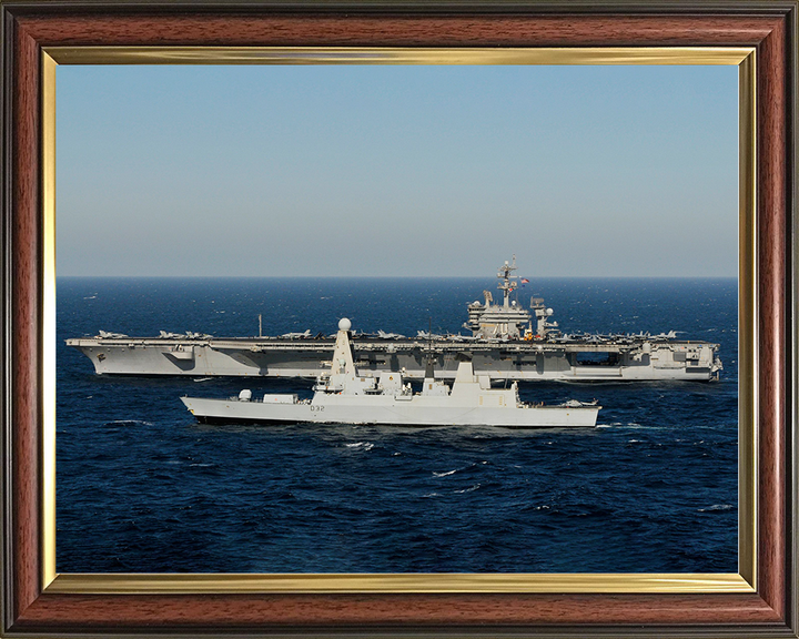 HMS Daring (D32) Royal Navy Type 45 Destroyer With USS Carl Vinson Photo Print Wall Art Decor Posters, Prints, & Visual Artwork Hampshire Prints 10 x 8 Classic Frame No