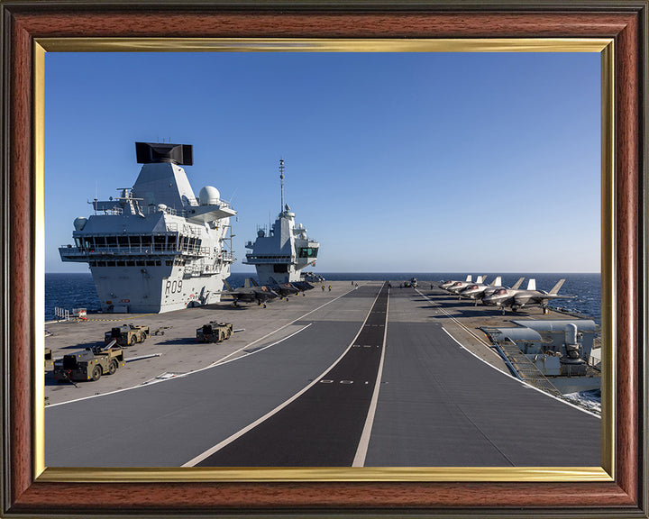 HMS Prince of Wales (R09) Photo Print - Flight Deck - Royal Navy Queen Elizabeth Class Aircraft Carrier Hampshire Prints 10 x 8 Classic Frame No