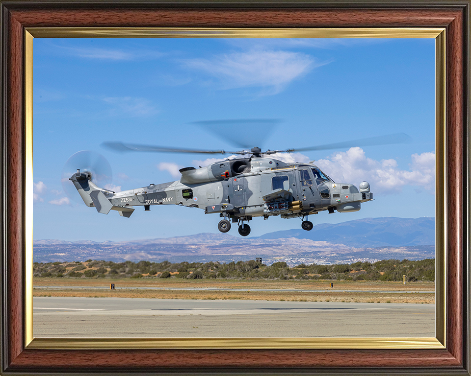 Royal Navy Wildcat helicopter RAF Akrotiri Takeoff Photo Print Wall Art Naval Aircraft Decor Posters, Prints, & Visual Artwork Hampshire Prints 10 x 8 Classic Frame No