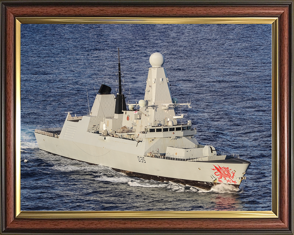 HMS Dragon (D35) Royal Navy Type 45 Destroyer Underway High Starboard View Photo Print Wall Art Decor Posters, Prints, & Visual Artwork Hampshire Prints 10 x 8 Classic Frame No