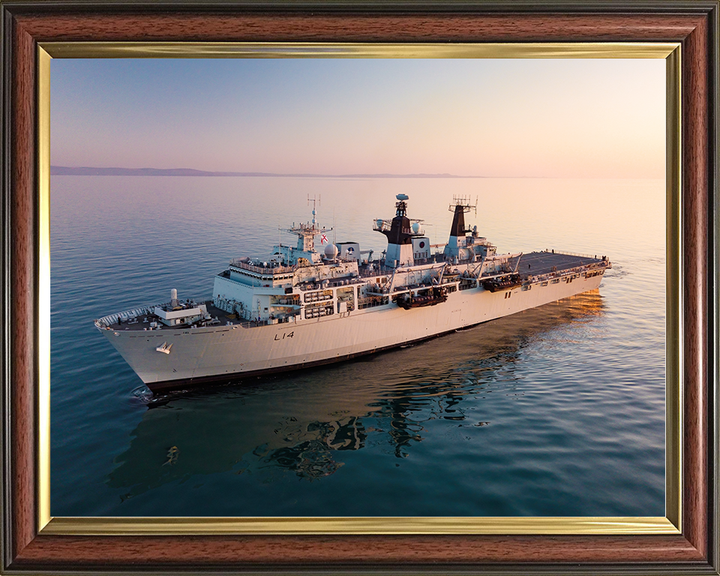 HMS Albion (L14) Royal Navy Albion Class Amphibious Ship At Sunset Photo Print Wall Art Naval Decor Posters, Prints, & Visual Artwork Hampshire Prints 10 x 8 Classic Frame No