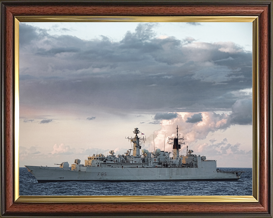 HMS Cumberland (F85) Royal Navy Type 22 Frigate At sunset Photo Print Wall Art Decor Posters, Prints, & Visual Artwork Hampshire Prints 10 x 8 Classic Frame No