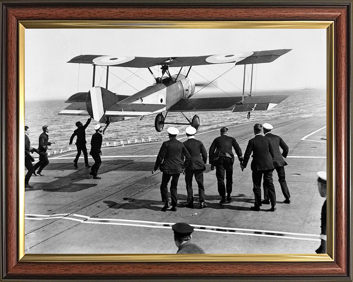 RAF Sopwith Pup Flight deck Landing Photo Print - Royal Air Force Aircraft Hampshire Prints 10 x 8 Classic Frame No