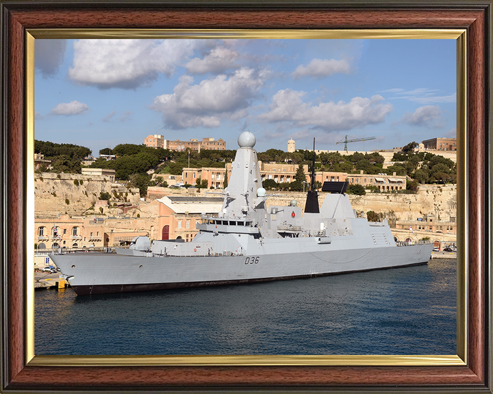 HMS Defender (D36) Photo Print - Valletta 2014 - Royal Navy Type 45 Destroyer Posters, Prints, & Visual Artwork Hampshire Prints 10 x 8 Classic Frame No