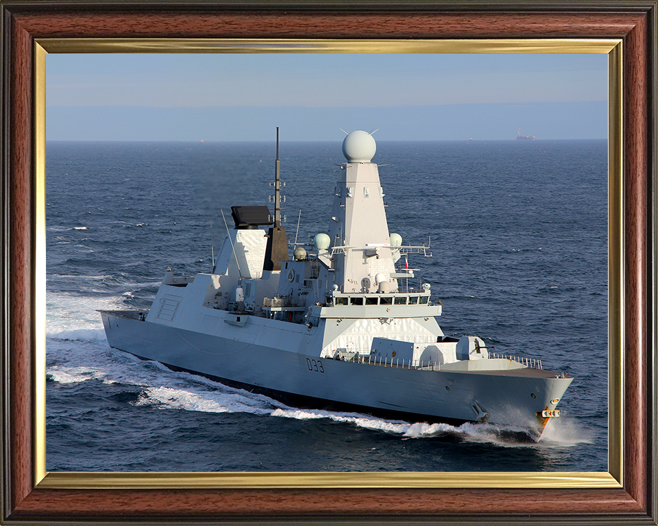 HMS Dauntless (D33) Royal Navy Type 45 Destroyer Underway Starboard Bow View Photo Print Wall Art Decor Posters, Prints, & Visual Artwork Hampshire Prints 10 x 8 Classic Frame No