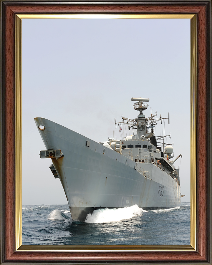 HMS Cumberland (F85) Royal Navy Type 22 Frigate Low Port Bow View Photo Print Wall Art Decor Posters, Prints, & Visual Artwork Hampshire Prints 10 x 8 Classic Frame No