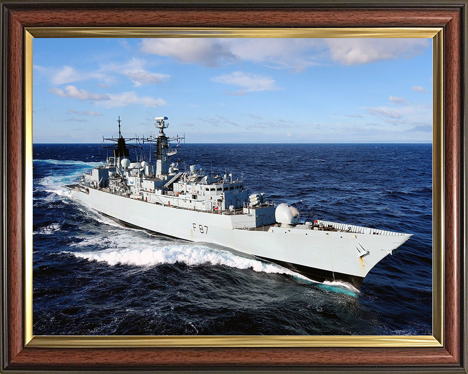 HMS Chatham (F87) Royal Navy Type 22 Frigate High Starboard View Photo Print Wall Art Decor Posters, Prints, & Visual Artwork Hampshire Prints 10 x 8 Classic Frame No