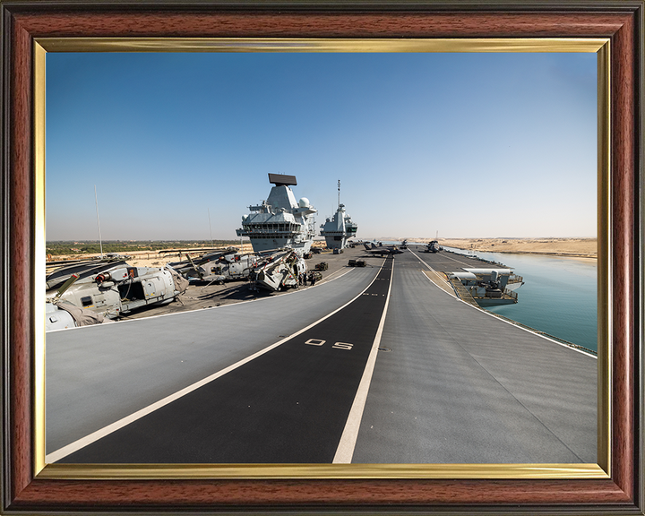 HMS Prince of Wales (R09) Photo Print - Flight Deck 2025 - Royal Navy Queen Elizabeth Class Aircraft Carrier Hampshire Prints 10 x 8 Classic Frame No