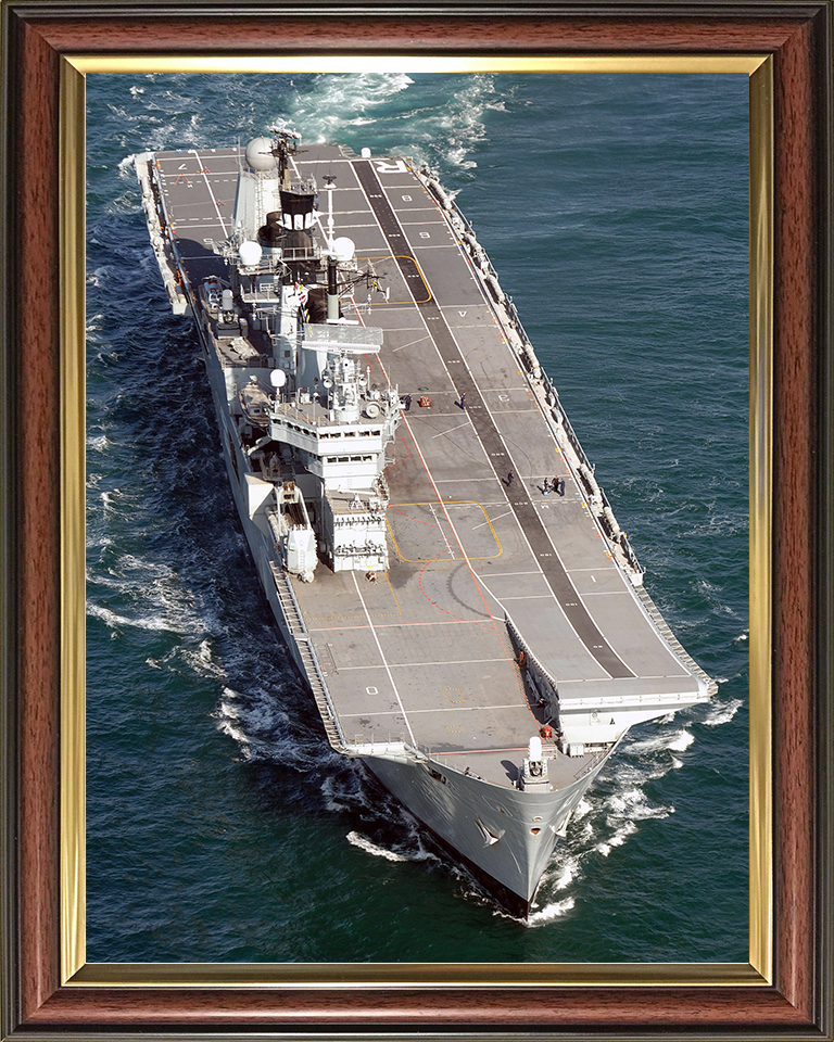HMS Ark Royal (R07) Royal Navy Invincible Class Aircraft Carrier At Sea From Above Photo Print Wall Art Decor Posters, Prints, & Visual Artwork Hampshire Prints 10 x 8 Classic Frame No