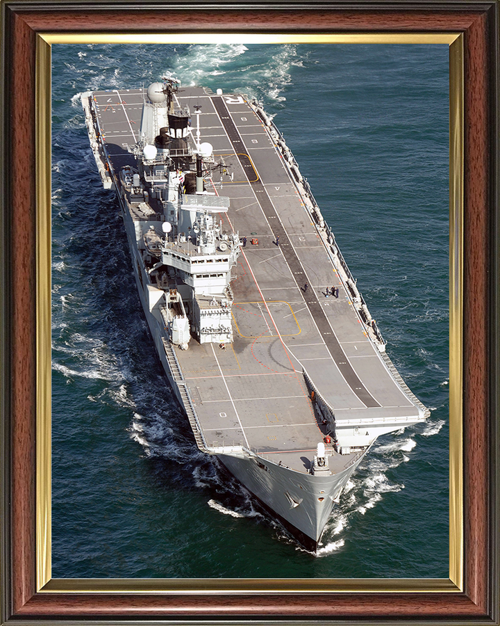 HMS Ark Royal (R07) Royal Navy Invincible Class Aircraft Carrier At Sea From Above Photo Print Wall Art Decor Posters, Prints, & Visual Artwork Hampshire Prints 10 x 8 Classic Frame No