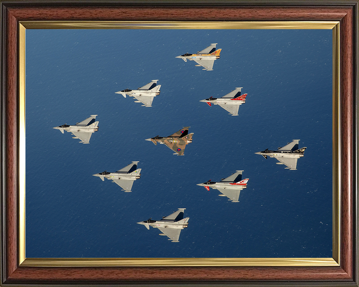 RAF Typhoon diamond 9 formation Photo Print - Royal Air Force Aircraft Hampshire Prints 10 x 8 Classic Frame No