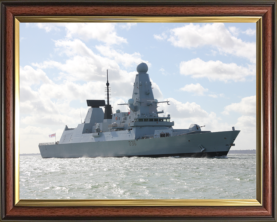 HMS Defender (D36) Royal Navy Type 45 Destroyer Low Starboard View Photo Print Wall Art Decor Posters, Prints, & Visual Artwork Hampshire Prints 10 x 8 Classic Frame No