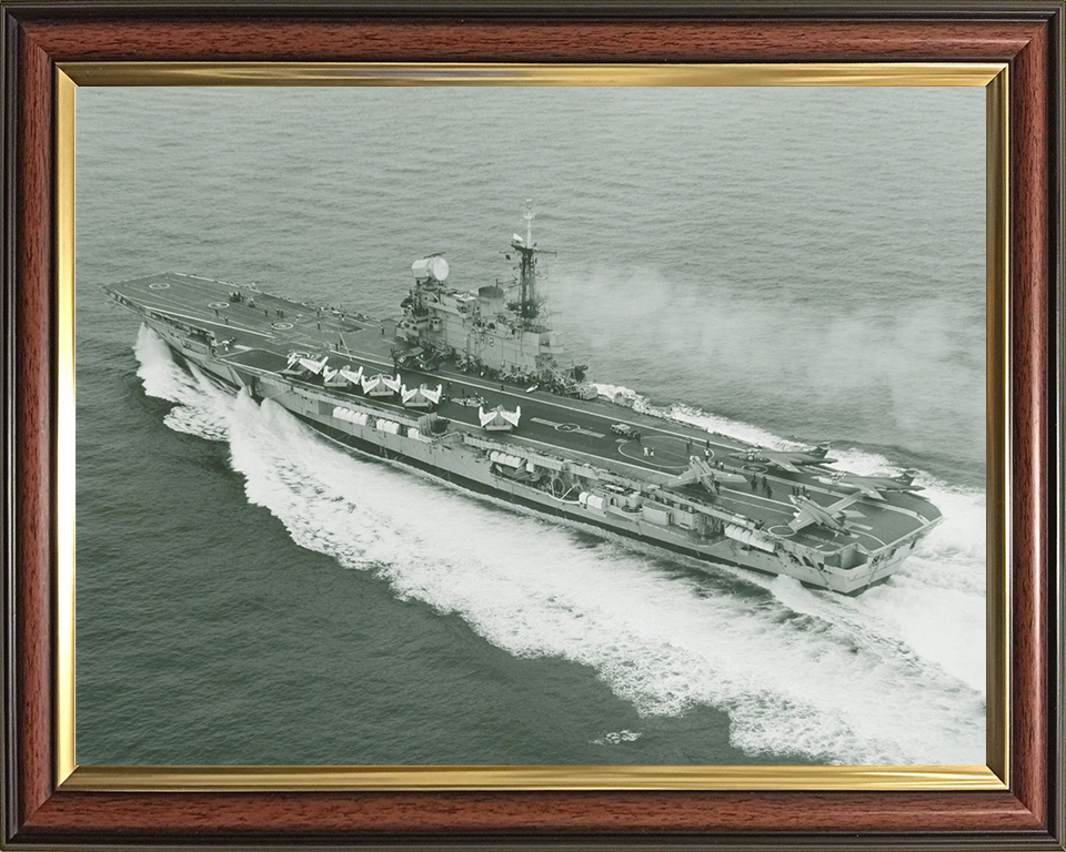 HMS Hermes (R12) Photo Print - Starboard View at Sea - Royal Navy Centaur Class Aircraft Carrier Hampshire Prints 10 x 8 Classic Frame No