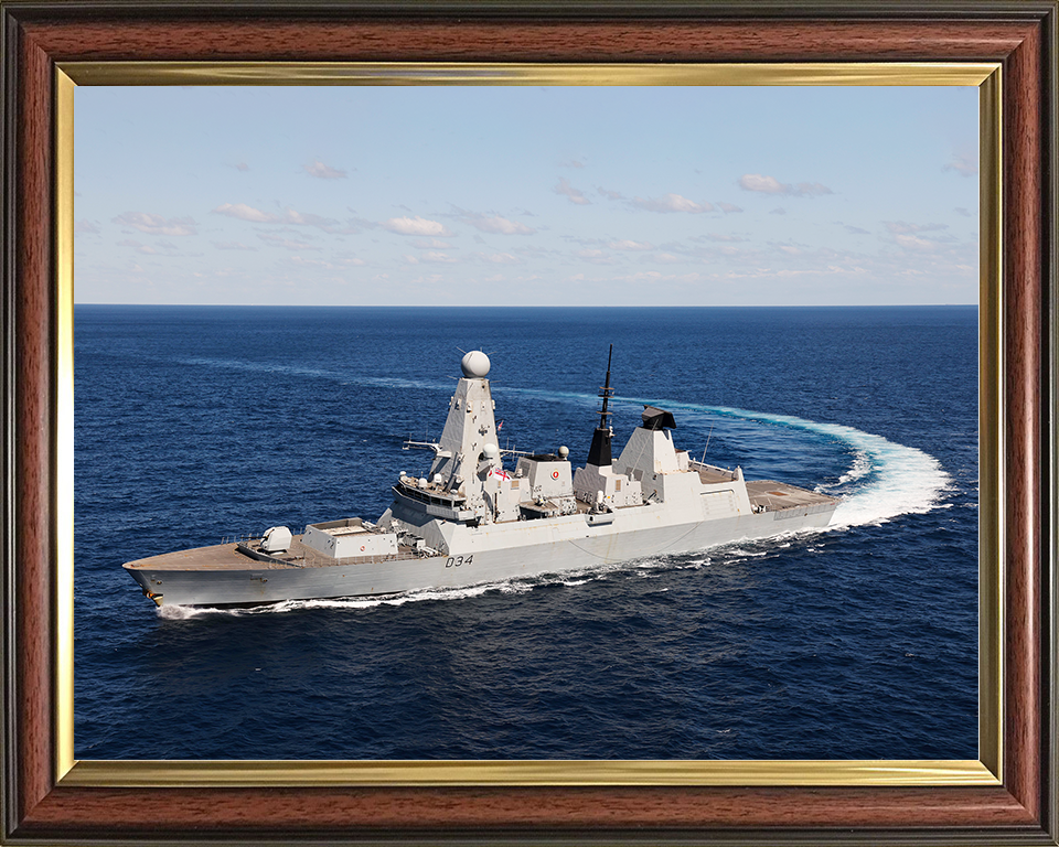 HMS Diamond (D34) Royal Navy Type 45 Destroyer Hard Turn Photo Print Wall Art Decor Posters, Prints, & Visual Artwork Hampshire Prints 10 x 8 Classic Frame No