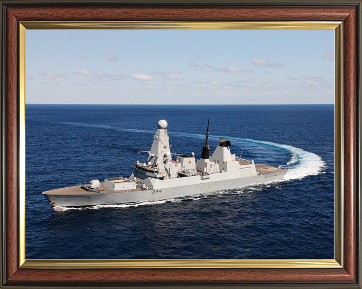 HMS Diamond (D34) Royal Navy Type 45 Destroyer Hard Turn Photo Print Wall Art Decor Posters, Prints, & Visual Artwork Hampshire Prints 10 x 8 Classic Frame No