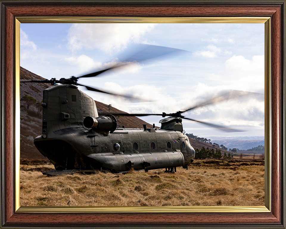 RAF Chinook Helicopter In The Highlands Photo Print - Royal Air Force Aircraft Hampshire Prints 10 x 8 Classic Frame No