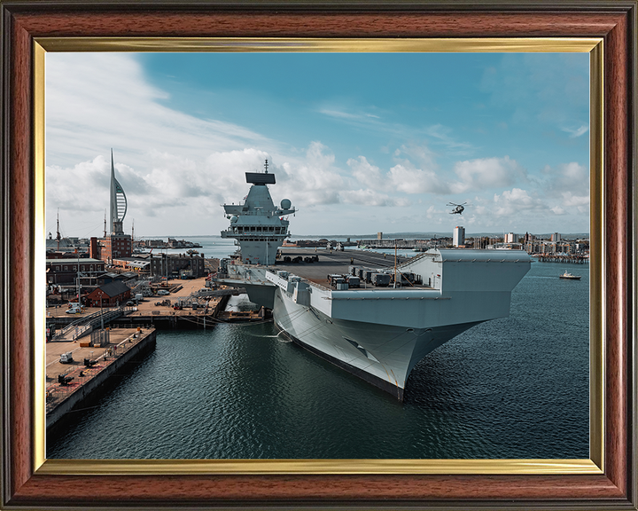 HMS Prince of Wales (R09) Photo Print - HMNB Portsmouth - Royal Navy Queen Elizabeth Class Aircraft Carrier Hampshire Prints 10 x 8 Classic Frame No