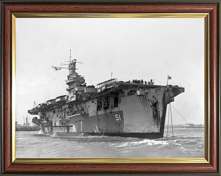 HMS Atheling (D51) Royal Navy Ruler Class Escort Carrier At a Buoy Photo Print Wall Art Decor Posters, Prints, & Visual Artwork Hampshire Prints 10 x 8 Classic Frame No