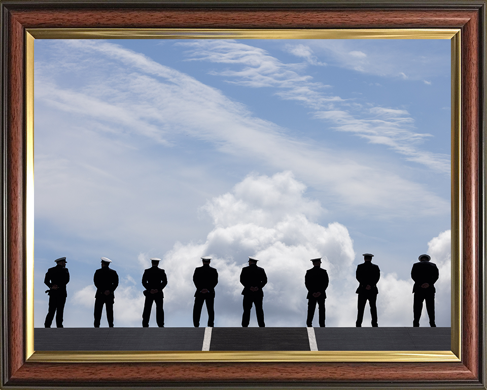 Sailors on a flight desk Ski Jump Photo Print - Royal Navy Hampshire Prints 10 x 8 Classic Frame No
