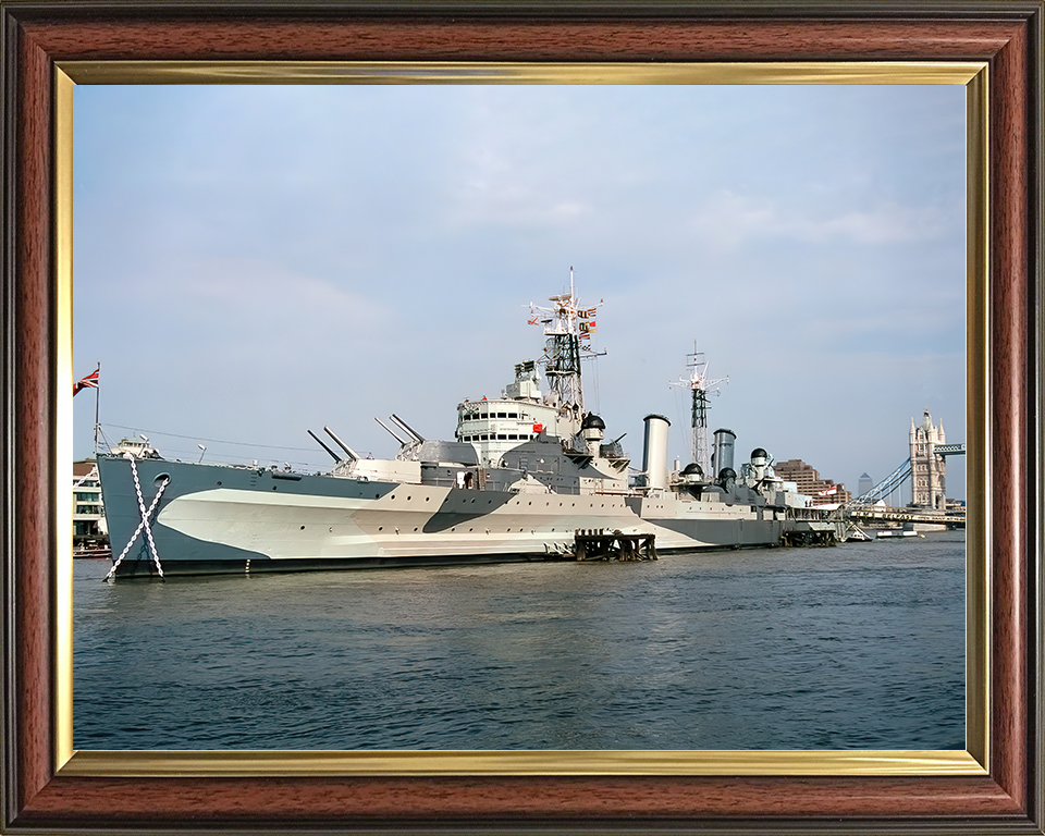 HMS Belfast (C35) Royal Navy Town Class Light Cruiser In London Photo Print Wall Art Decor Posters, Prints, & Visual Artwork Hampshire Prints 10 x 8 Classic Frame No