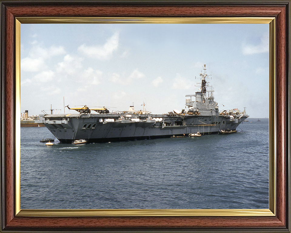 HMS Centaur (R06) Royal Navy Centaur Class Carrier At Anchor Photo Print Wall Art Decor Posters, Prints, & Visual Artwork Hampshire Prints 10 x 8 Classic Frame No