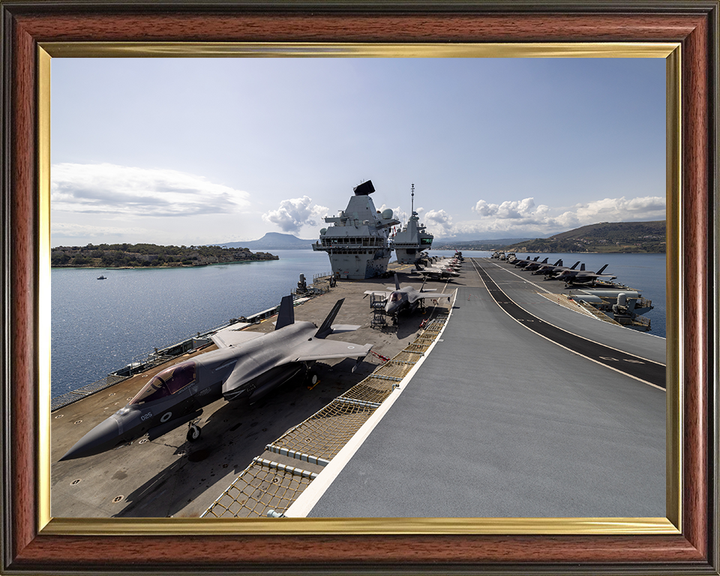HMS Prince of Wales (R09) Photo Print - Flight Deck View 2025 - Royal Navy Queen Elizabeth Class Aircraft Carrier Hampshire Prints 10 x 8 Classic Frame No