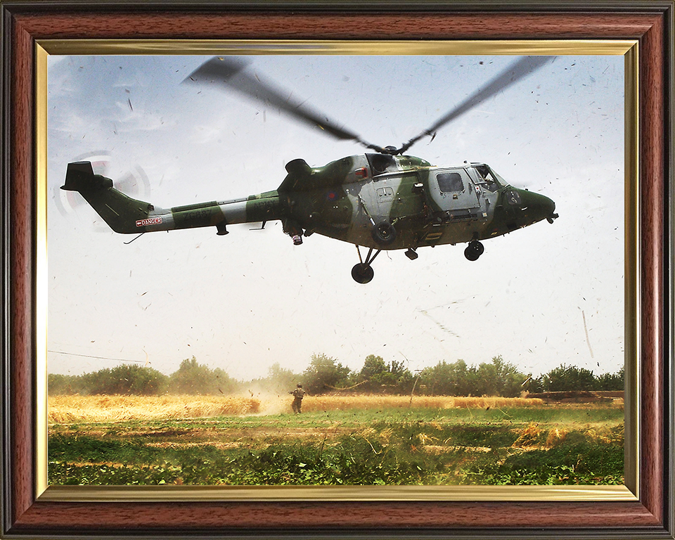 Army Air Corps Lynx 9A Helicopter Taking off Photo Print - British Army Hampshire Prints 10 x 8 Classic Frame No