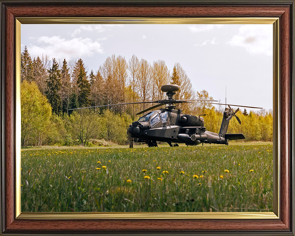 Army air Corps Apache Helicopter on the Ground Photo Print - British Army Hampshire Prints 10 x 8 Classic Frame No