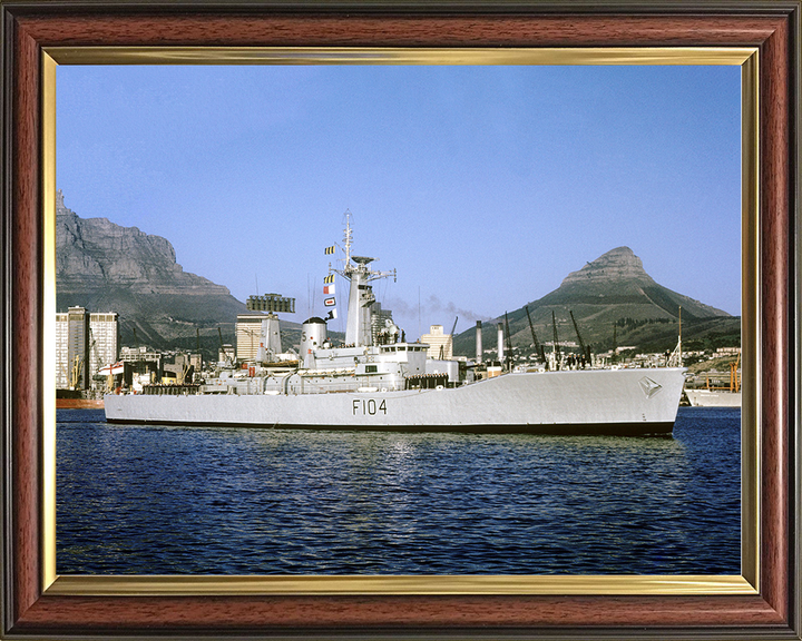 HMS Dido (F104) Royal Navy Leander Class Frigate Leaving Harbour Photo Print Wall Art Decor Posters, Prints, & Visual Artwork Hampshire Prints 10 x 8 Classic Frame No