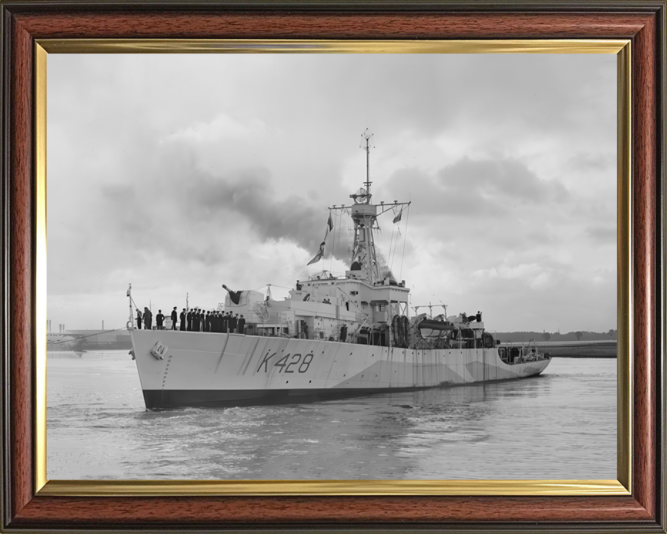 HMS Loch Alvie (K428) Photo Print - Entering Harbour - Royal Navy Loch Class Frigate Hampshire Prints 10 x 8 Classic Frame No