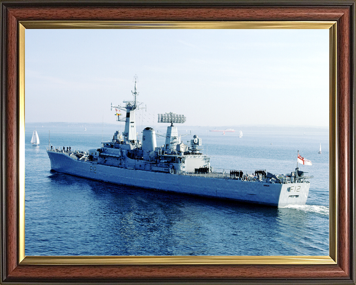 HMS Achilles (F12) Royal Navy Leander Class Frigate Photo Print Leaving Harbour Warship Wall Art Posters, Prints, & Visual Artwork Hampshire Prints 10 x 8 Classic Frame No