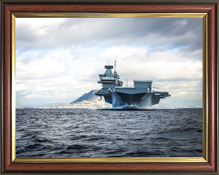 HMS Queen Elizabeth (R08) Photo Print - Bow View - Royal Navy Queen Elizabeth Class Aircraft Carrier Hampshire Prints 10 x 8 Classic Frame No