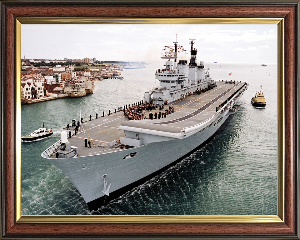 HMS Ark Royal (R07) Royal Navy Invincible Class Aircraft Carrier Passing Old Portsmouth Photo Print Wall Art Decor Posters, Prints, & Visual Artwork Hampshire Prints 10 x 8 Classic Frame No