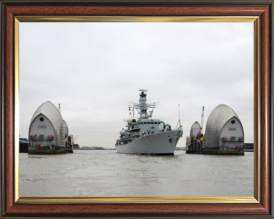 HMS Westminster (F237) Photo Print - Thames Barrier 2011 - Royal Navy Type 23 Frigate Hampshire Prints 10 x 8 Classic Frame No
