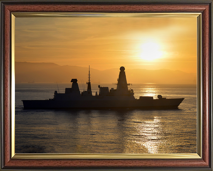 HMS Dauntless (D33) Royal Navy Type 45 Destroyer Sunset Silhouette Photo Print Wall Art Decor Posters, Prints, & Visual Artwork Hampshire Prints 10 x 8 Classic Frame No