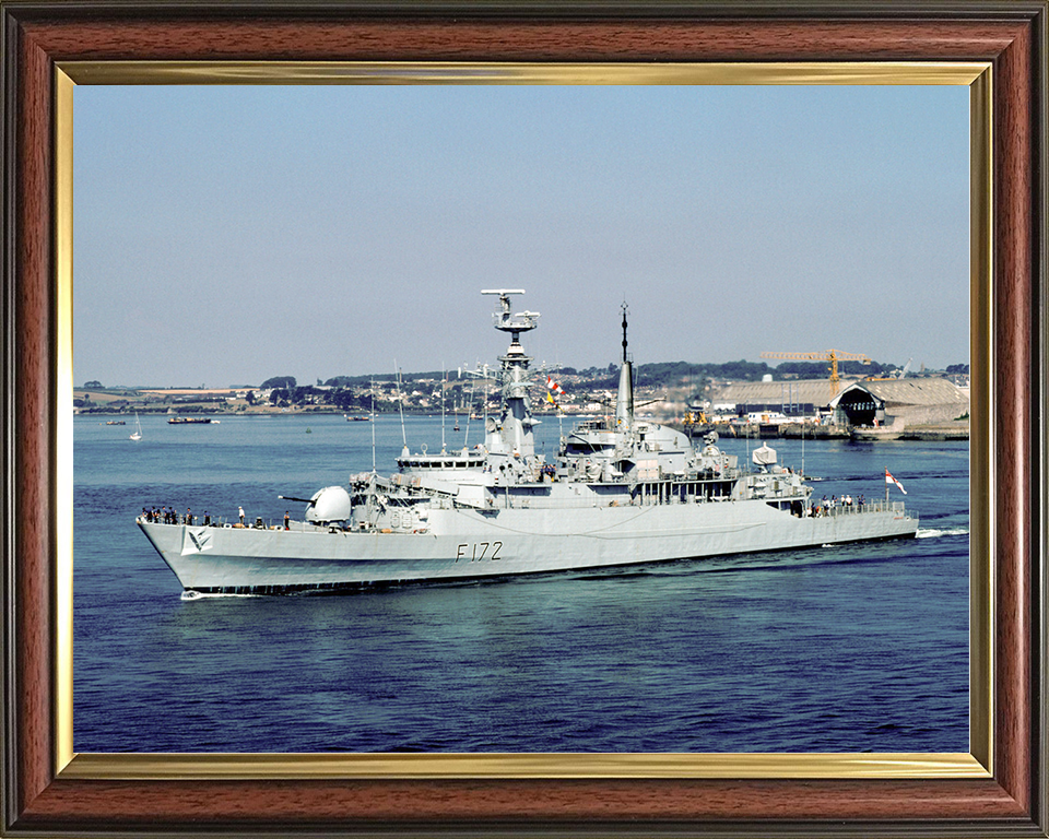 HMS Ambuscade (F172) Royal Navy Type 21 Frigate Leaving Harbour Photo Print Wall Art Decor Posters, Prints, & Visual Artwork Hampshire Prints 10 x 8 Classic Frame No
