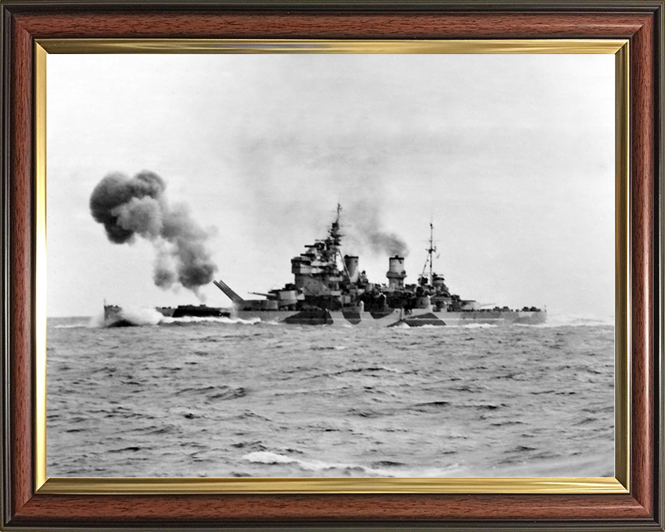 HMS Anson (79) Royal Navy King George V Class Battleship Firing Photo Print Wall Art Decor Posters, Prints, & Visual Artwork Hampshire Prints 10 x 8 Classic Frame No