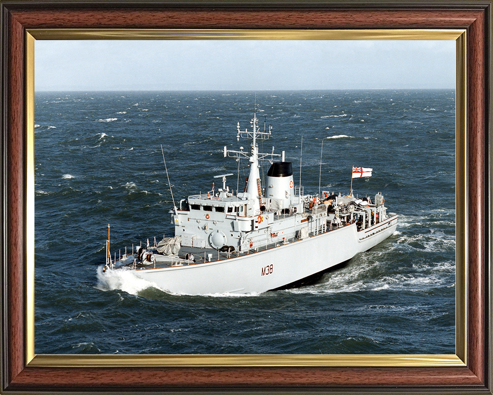 HMS Atherstone (M38) Royal Navy Hunt Class Mine Warfare Vessel in Heavy Seas Photo Print Wall Art Decor Posters, Prints, & Visual Artwork Hampshire Prints 10 x 8 Classic Frame No