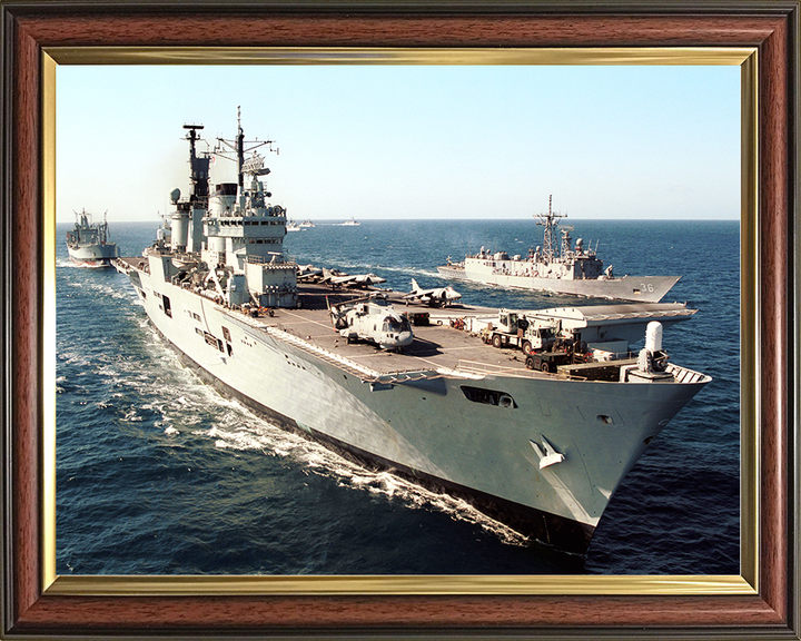 HMS Ark Royal (R07) Royal Navy Invincible Class Aircraft Carrier Starboard Bow View Photo Print Wall Art Decor Posters, Prints, & Visual Artwork Hampshire Prints 10 x 8 Classic Frame No