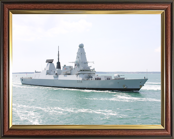 HMS Diamond (D34) Royal Navy Type 45 Destroyer Entering Portsmouth Photo Print Wall Art Decor Posters, Prints, & Visual Artwork Hampshire Prints 10 x 8 Classic Frame No