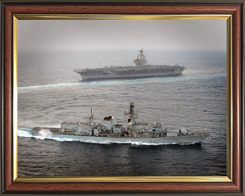 HMS St Albans (F83) Photo Print - With USS George W Bush - Royal Navy Type 23 Frigate Hampshire Prints 10 x 8 Classic Frame No